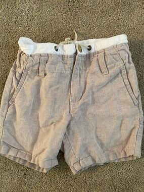 Janie and Jack Cream linen Waistband Shorts